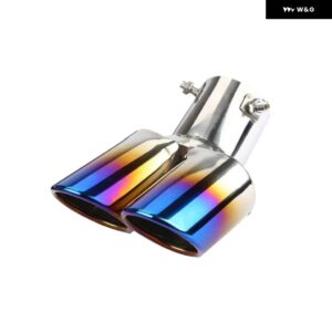 汎用 1PC デュアル アウトレット 排気チップ ブラック ステンレス 63MM 車用マフラーチップ リアテールスロート カーアクセサリー - Burnt Blue bent 2