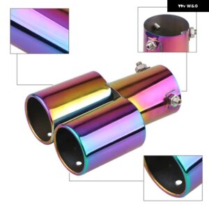 汎用 1PC デュアル アウトレット 排気チップ ブラック ステンレス 63MM 車用マフラーチップ リアテールスロート カーアクセサリー - colorful straight