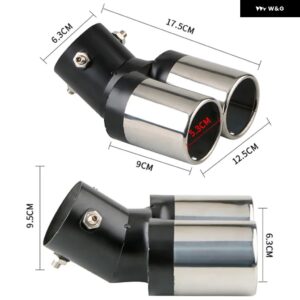 汎用 1PC デュアル アウトレット 排気チップ ブラック ステンレス 63MM 車用マフラーチップ リアテールスロート カーアクセサリー - silver bent 1