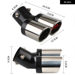 汎用 1PC デュアル アウトレット 排気チップ ブラック ステンレス 63MM 車用マフラーチップ リアテールスロート カーアクセサリー - silver bent 2