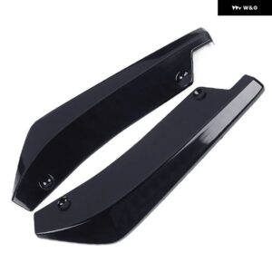 リア バンパー ディフューザー スプリッター スポイラー リップ 汎用 カナード スクラッチ プロテクター ウィングレット サイドスカートエクステンション - Glossy Black