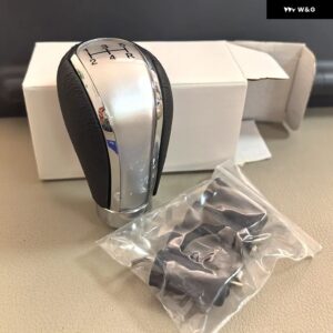 車用レザー5速 シフター レバー ギアノブ付き マニュアル トランス ミッション ギア シフト ノブ M8 M10 M11 M12 ブラック/シルバーカバー - 5speed silver