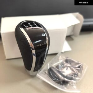 車用レザー5速 シフター レバー ギアノブ付き マニュアル トランス ミッション ギア シフト ノブ M8 M10 M11 M12 ブラック/シルバーカバー - 5speed black