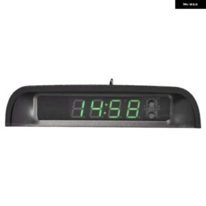 夜間表示温度計付き車用時計 自動インナー貼り付け式デジタル時計 ソーラーパワー24時間車用時計