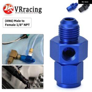 AN -6 AN6 オス - メス 1/8インチ NPT ゲージ/センサーサイドポート アダプター ブラック ブルー VR-SL9192-06