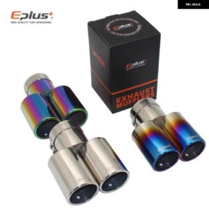 カー スタイリング マフラー排気テールスロート パイプ チップフラット 汎用 ストレート ステンレス マルチサイズデュアル アウトレット マフラー