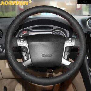 ブラック人工皮革製 ステアリングホイール カバー フォード モンデオ 2007 2008 2010 2011 トリム