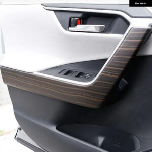 トヨタ RAV4 2019 - 21 車内 ABS ピーチウッド 車内 ドアハンドル カバー アームレスト モールディング トリム ステッカー ストリップ