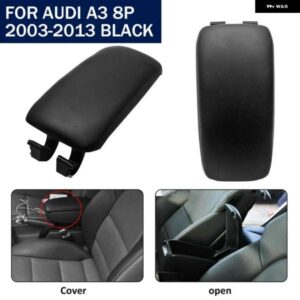 アームレスト リッド センター コンソール 収納 ボックス カバー リッド PUレザー アウディ A3 8P 2003-2012 ブラック
