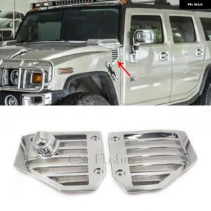 2個 クローム フードインテーク ベゼル モールディング トリム カーパーツ フロント ハマー H2 SUT SUV 2003-2009 サイドベント カバー アクセサリー