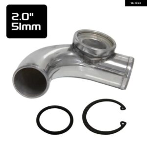 90度 2インチ/51MM フランジ アダプター 配管 HKS SQV BOV ブローオフ バルブ チューブ パイプ ブラック/シルバー