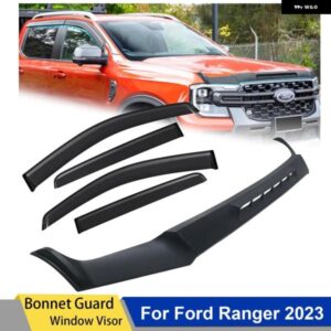ボンネット ガード プロテクター + ウィンドウ バイザー フォード レンジャー 2023 2024 ワイルド トラック スポーツ XL XLS バグシールド フードデフレクタ
