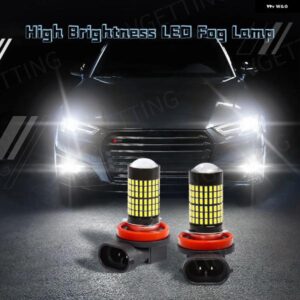 汎用 カー フォグランプ LED バルブ 超高輝度 ヘッドライト H11 9006 HB4 6000Kホワイト4014チップドライビング ランニングライト アクセサリー12V