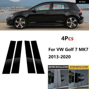 4PCS ブライトブラック /カーボン カードアピラー ポスト トリム カバー BCコラム ステッカー VW ゴルフ 7 MK7 2013-2020