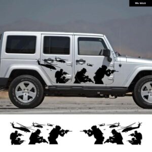 車ドアサイドビニール ステッカー ジープ ラングラー アンリミテッド ルビコン JK TJ JL YJ ヘリコプター ソルジャー スポーツ デカール 自動車アクセサリー