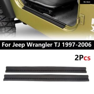 2PCS ゴム製車ドアシル スカッフプレート エントリーガード トリム ジープ ラングラー TJ 1997-2006 スタイリング アクセサリー