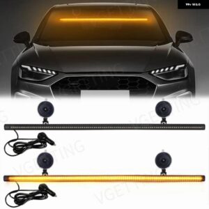 車用 フロントガラス ハザード灯 96 LED 3030 ビーズ ストロボランプ バー 交通信号 点滅ランプ 12-24V イエロー ブルー