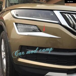 カーアクセサリー シュコダ コディアック 2017 - 20 ABS クローム フロント フォグランプ モールディングストリップカバー トリム 2個