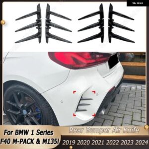 リア バンパー スポイラー アウトレット テールウィンドナイフグロスブラック プラスチック ステッカー カバー 2個 BMW 1シリーズF40 M-PACK M135I