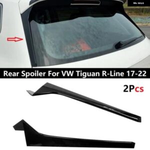 2PCS 光沢ブラック ABS 車用リアウィンドウ サイドスポイラー カナード スプリッター VW ティグアン R-LINE 2017-2022 外装 アクセサリー