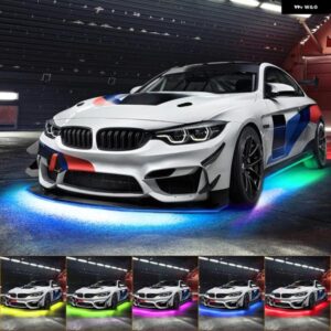 ネオンLED RGB 車用アンダーグローボトムライト リモート/アプリ コントロール フレキシブル 防水 LEDストリップ 車体アンダーライト 装飾 ランプ 12V
