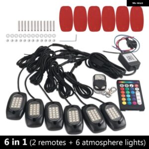 4/5/6個 RGB LED ロックライト アンダーグロー ネオン LED ライトキット 音楽モード APP リモート コントロール トラック ジープ オフロード SUV 車 ATV 12V
