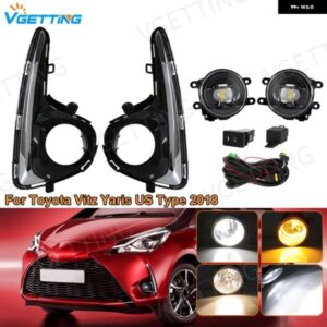 トヨタ ヴィッツ ヤリス USタイプ 2018 車用 フォグランプ LED DRL デイタイム ランニングライト ヘッドライト スイッチワイヤーカバー アクセサリー付き