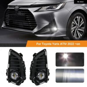 トヨタ ヤリス ATIV 2022 2023 車用フロント フォグランプ アセンブリ ホワイト LEDレンズ フォグライト カバー ワイヤー ハーネス リレーアクセサリー