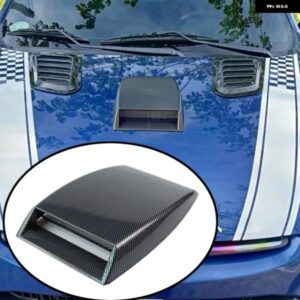 汎用 光沢ブラックカーボンカーフロント エンジン ボンネット フードスクープベント 装飾 エアフローインテーク ステッカー カバー アクセサリー