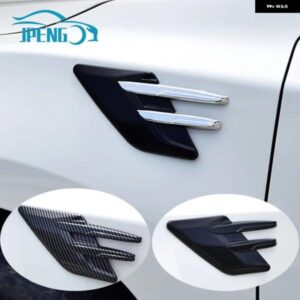 2個 カーボンブラック 汎用 カーサイドフェンダー吸気通気口 ステッカー カバー 装飾 カー スタイリング 外装 アクセサリー