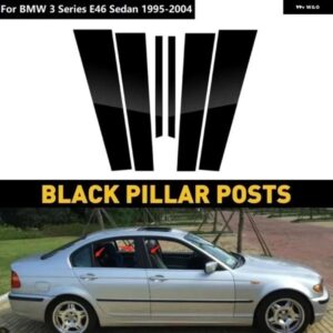 6PCS 車ピラー ポストウィンドウ トリム カバー BMW 3シリーズ E46 セダン 1995-2004 ウィンドウミラー 効果フィルム 車B列 ステッカー