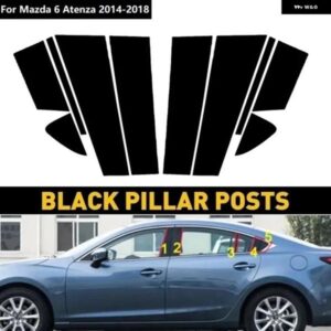 10個入り 車用ピラー ポスト ウィンドウ トリム カバー マツダ6 アテンザ 2014-2018 ウィンドウミラー 効果フィルム 車用B列 ステッカー