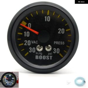 2インチ 52MM 自動車用ターボブーストゲージ アナログ カーボンフェイス -30~30 PSIメーター ホワイト背景ライト
