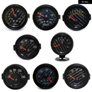 2インチ 52MM カーボンフェイス ブラックリム ブーストゲージ バー PSI 水温 油温 オイルプレス 電圧 タコメーター 真空計+ゲージポッド