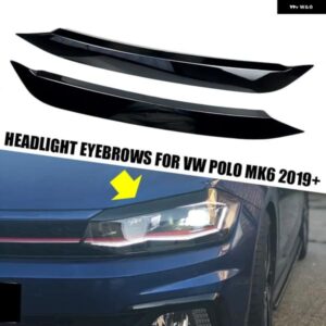 フォルクスワーゲン VW アクセサリー ポロ MK6 2019+ 2020 フロント ヘッドライト アイブロウ アイリッド モールディング トリム ABS カーボンブラック