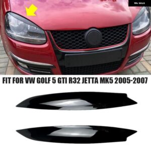 VW アクセサリー ゴルフ 5 GTI R32 ジェッタ MK5 2005 2006 2007 カーボン ABS ヘッドライト アイリッド アイブロウ カバー トリム