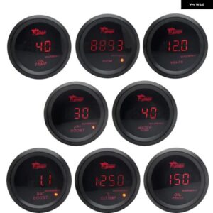 2インチ 52MM ブースト/水温/油温/電圧/タコメーター/ 油圧 ゲージ ブラックカラー デジタル レッド LED + ゲージポッド