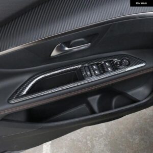 LHD プジョー 3008 5008 GT 2017-2021 ABS プラスチック インテリア ドアウィンドウスイッチ ボタン パネル トリム 4個 カーアクセサリー