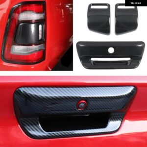 ダッジ ラム 1500 2019 - 21 カーボン スタイル テールゲート リア ドアハンドル ボウル テールライト テールライト ランプカバー トリム カー スタイリング