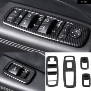 LHD ダッジ デュランゴ 2011-2022 2023 カーアクセサリー ABS プラスチック カーボン 車ドア ウィンドウ リフト スイッチ カバー トリム 4個