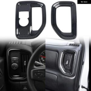 シボレー シルバラード 1500 2019-2021 カーアクセサリー ABS プラスチック カーボン 左右ACベント アウトレット カバー トリム 2個