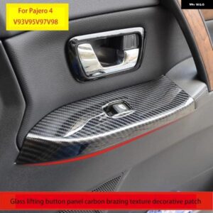 三菱 パジェロ 4 V93V95V97V98ガラスリフト ボタン パネル ABSカーボンテクスチャウィンドウ コントロール パネル 装飾 パッチ