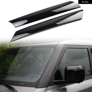 ランドローバー ディフェンダー 2020-2023 カーアクセサリー ABS 光沢ブラック フロント Aピラー 装飾 カバー トリム 2個