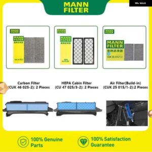 HEPAカーボンキャビン フィルター キット テスラ モデルY EV MANNFILTER CUK25015/1-2 CUK46025-2 CU47025/3-2 ビルトインエア フィルター モデル3