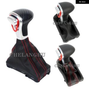 カーボン オートマチック ギア シフト ノブ PUレザー ブーツ アウディ A6 C6 S6 RS6 アバント オールロード クワトロ 2005 - 10