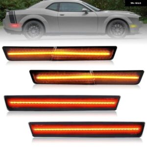 ダッジ チャレンジャー SRT R/T 2018-2023 クリアスモークレンズ LED サイドマーカーランプ アンバー フロント レッド リアサイドフェンダー リフレクター