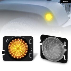 ジープ ラングラー JK 2007-2017 クリアスモークレンズ LED サイドマーカーランプ フロントフェンダー アンバー ライト