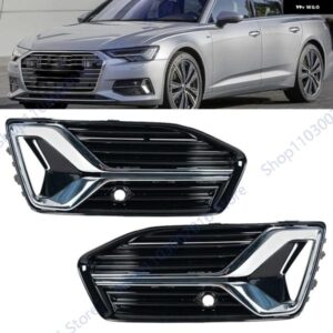 車フロントグロッシーブラック フォグランプ グリル アウディ A6 C8ベース2018 - 23 4KD807647D 4KD807648D