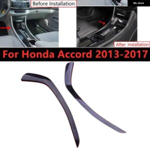 2個 ABS カーボン センター コンソール ギア シフト サイドストリップ パネル トリム ホンダ アコード 2013 - 17