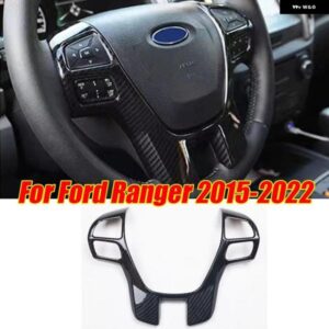 カーボンABS インテリア ステアリングホイール カバー トリム フォード レンジャー2015-2022